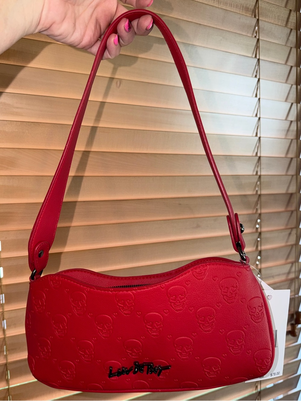NWT Betsey Johnson Bright Red Structured Shoulder Bag Retail $78